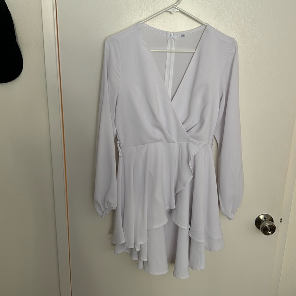 Basic white ruffle dress